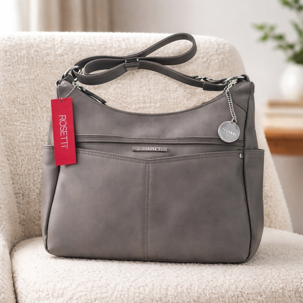 Rosetti Gray Shoulder Bag with Silver Accents